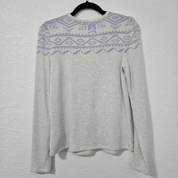 Vineyard Vines M Waffle Knit Long Sleeve Top Blue Fair‎ Isle Henley Casual Comfy - Picture 3 of 5